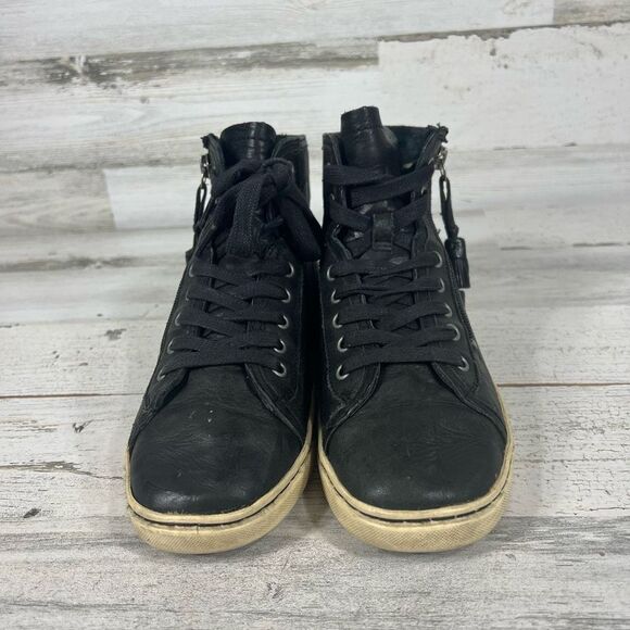 UGG Womens Blaney High Top Tassel Leather Zip Lace Up Sneakers Black Size‎ 6.5 - Picture 4 of 8